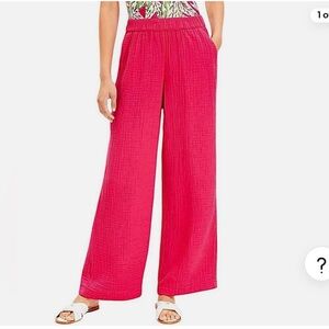 LOFT Beach triple cloth Wide-Leg fuschia colored medium regular length Pants